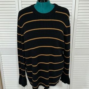 Who What Wear Women’s 3X Crochet Bell-Sleeve Black with Gold Striped Sweater